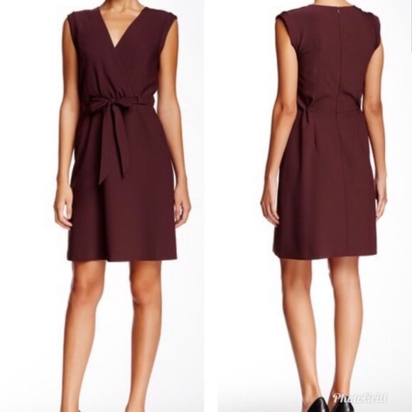 Theory Pavita Trinity Tie Waist Wrap Dress Dark Merlot Size 4 - Picture 1 of 8
